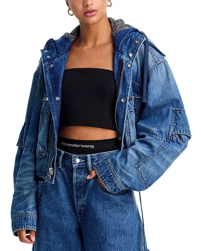 Alexander Wang Alexanderwang. T Cropped Cargo Jacket In Blue