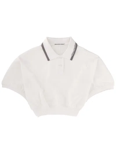 Alexander Wang Alexanderwang. T Cropped Short Sleeve Polo Shirt In White