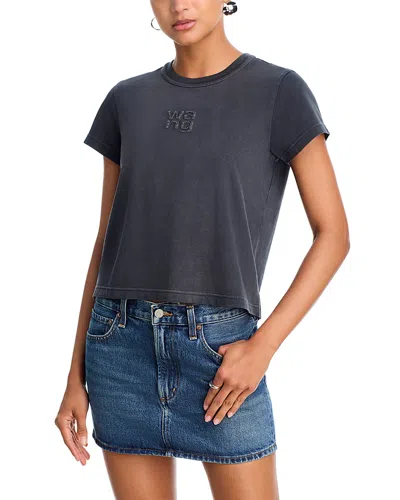 Alexander Wang Alexanderwang. T Shrunken Embellished Logo Tee In Gray