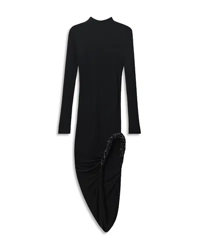 Alexander Wang Alexanderwang Twisted Draped Hem Dress In Black