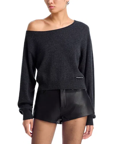 Alexander Wang Alexanderwang Wool Off-the-shoulder Sweater In Blue