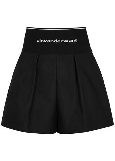 Alexander Wang Alexanderwang.t Black Logo Twill Shorts