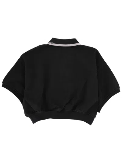 Alexander Wang Alexanderwang.t Cropped Cotton Polo In Black