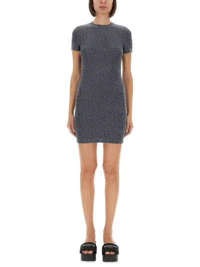 Alexander Wang Alexanderwang.t Jacquard Mini Dress With Logo In Gray