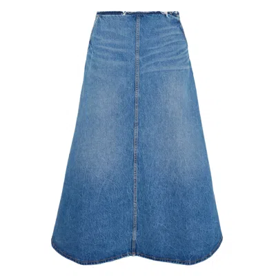 Alexander Wang A-line Denim Skirt Midi In Blue