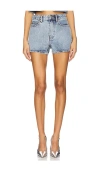 Alexander Wang Shorty High Waist Denim Shorts In Blue