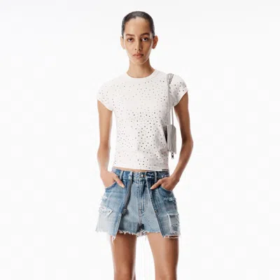 Alexander Wang All Over Crystal Baby Tee In White