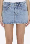 Alexander Wang Crystal-embellished Denim Mini Skirt In Blue