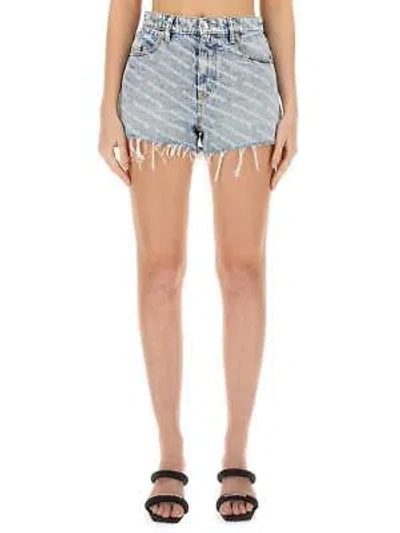 Pre-owned Alexander Wang All Over Logo Print Shorts In Blue