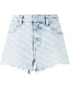 Alexander Wang Blue Printed Bite Logo Denim Shorts In Nude