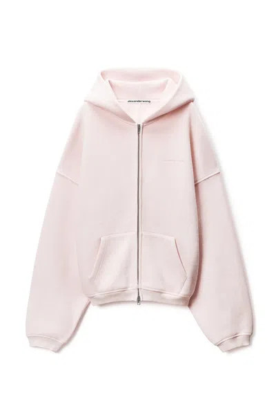 Alexander Wang All-over Crystal Hotfix Oversized Zip Up Hoodie Light Pink
