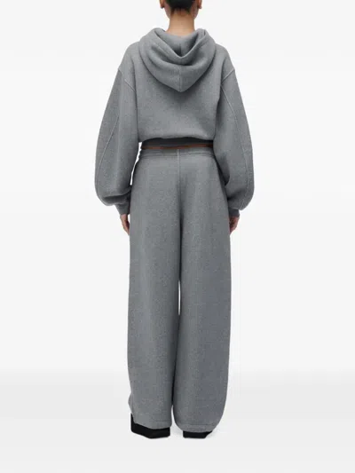 Alexander Wang Allover Crystal Hotfix Zip-up Hoodie In Gray