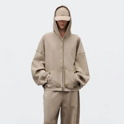 Alexander Wang All-over Crystal Oversized Zip Up Hoodie In Fallen Rock