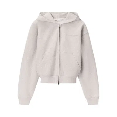 Pre-owned Alexander Wang Allover Hotfix Zip-up Hoodie 'light Heather Grey' | Women's Size M In Gray