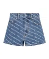 Alexander Wang Denim Shorts With All Over Logo In Blue