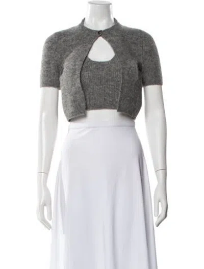 Pre-owned Alexander Wang Alpaca Crew Neck Crop Top In White