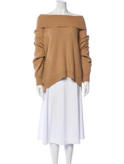 Pre-owned Alexander Wang Alpaca Off-the-shoulder Sweater In Brown