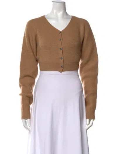 Pre-owned Alexander Wang Alpaca V-neck Crop Top In Brown