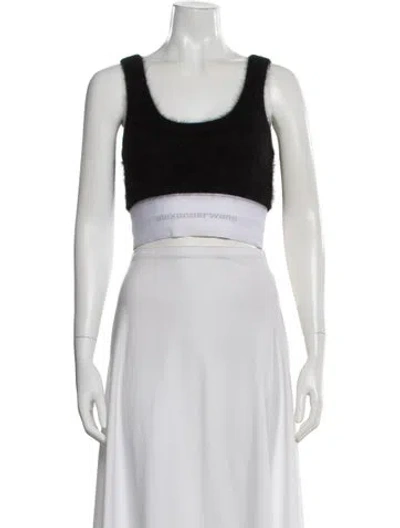 Pre-owned Alexander Wang Angora Scoop Neck Crop Top In White