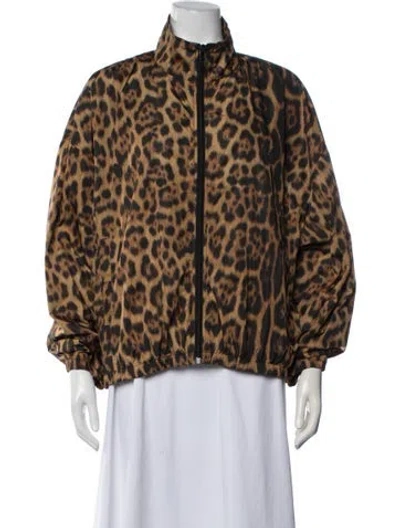 Pre-owned Alexander Wang Animal Print Bomber Jacket In Brown