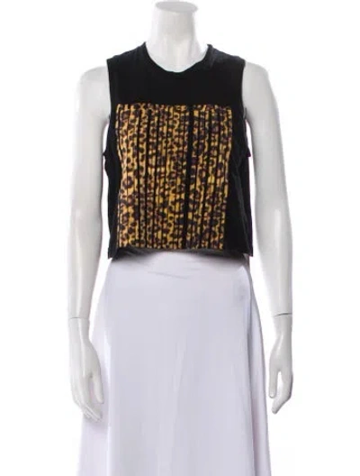 Pre-owned Alexander Wang Animal Print Crew Neck Crop Top In Black