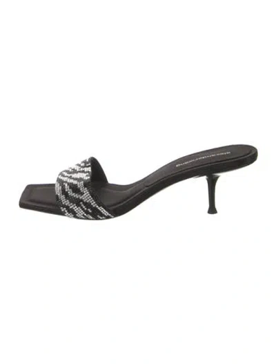 Pre-owned Alexander Wang Animal Print Crystal Embellishments Slides In Black