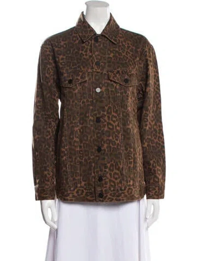 Pre-owned Alexander Wang Animal Print Denim Jacket In Brown