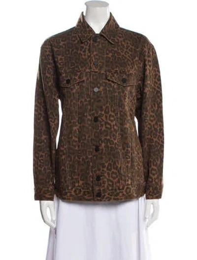 Pre-owned Alexander Wang Animal Print Denim Jacket In Brown
