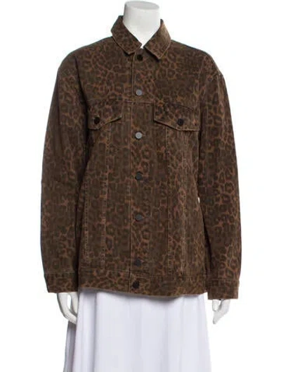Pre-owned Alexander Wang Animal Print Denim Jacket In Brown