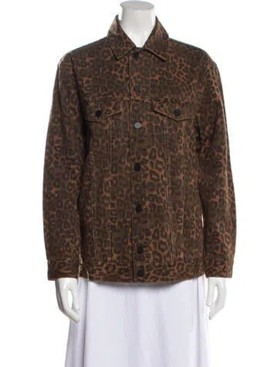 Pre-owned Alexander Wang Animal Print Denim Jacket In Brown