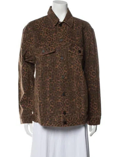 Pre-owned Alexander Wang Animal Print Denim Jacket In Brown