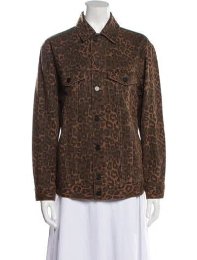 Pre-owned Alexander Wang Animal Print Denim Jacket In Brown