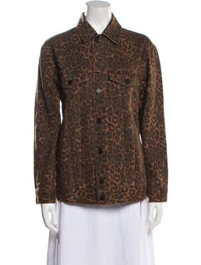 Pre-owned Alexander Wang Animal Print Denim Jacket In Brown