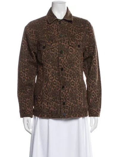 Pre-owned Alexander Wang Animal Print Denim Jacket In Brown