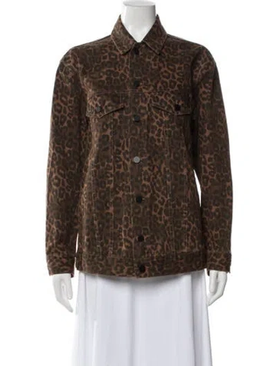 Pre-owned Alexander Wang Animal Print Denim Jacket In Brown