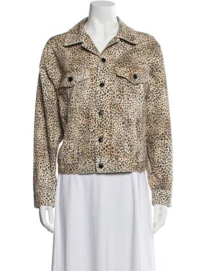 Pre-owned Alexander Wang Animal Print Denim Jacket In Brown