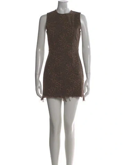 Pre-owned Alexander Wang Animal Print Mini Dress In Brown