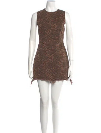 Pre-owned Alexander Wang Animal Print Mini Dress In Brown