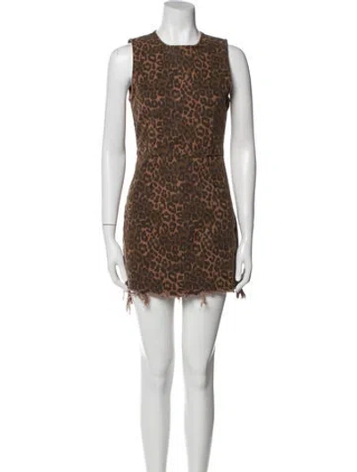 Pre-owned Alexander Wang Animal Print Mini Dress In Brown