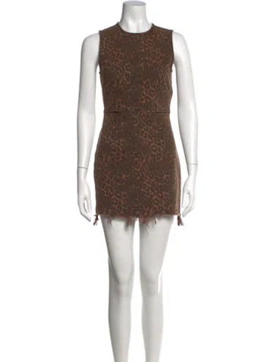 Pre-owned Alexander Wang Animal Print Mini Dress In Brown