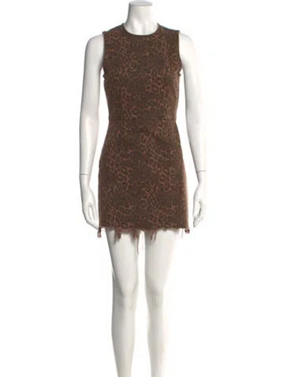 Pre-owned Alexander Wang Animal Print Mini Dress In Brown