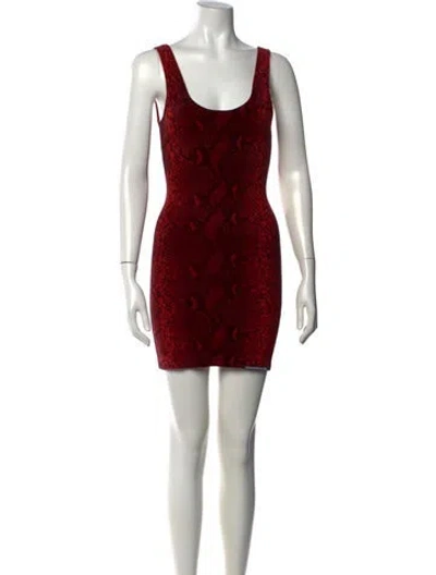 Pre-owned Alexander Wang Animal Print Mini Dress In Red