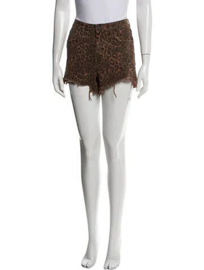 Pre-owned Alexander Wang Animal Print Mini Shorts In Brown