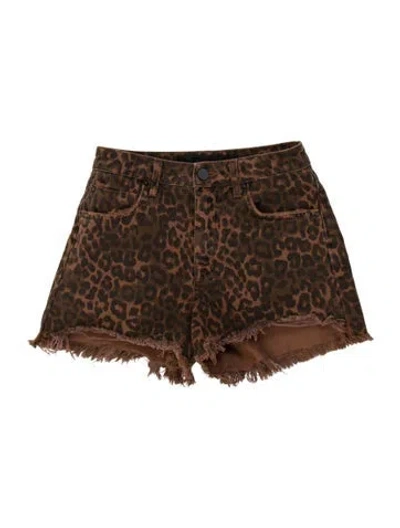 Pre-owned Alexander Wang Animal Print Mini Shorts In Brown
