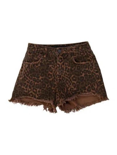 Pre-owned Alexander Wang Animal Print Mini Shorts In Brown