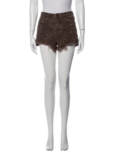 Pre-owned Alexander Wang Animal Print Mini Shorts In Brown
