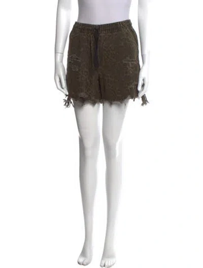 Pre-owned Alexander Wang Animal Print Mini Shorts In Green