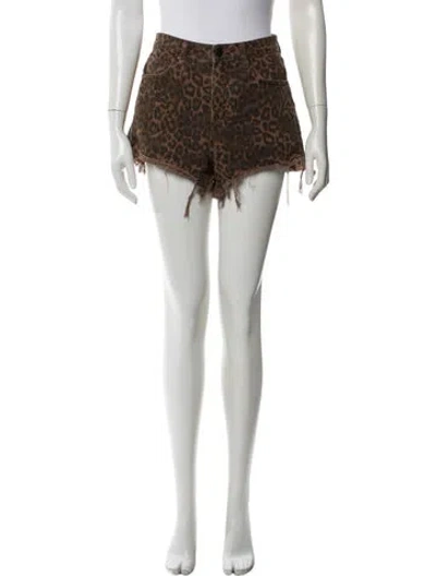 Pre-owned Alexander Wang Animal Print Mini Shorts In Neutral