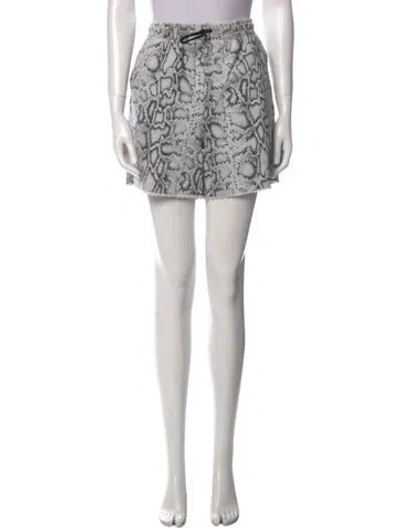 Pre-owned Alexander Wang Animal Print Mini Shorts In White