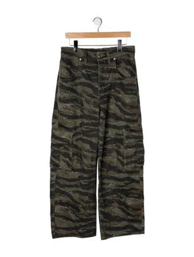 Pre-owned Alexander Wang Animal Print Wide Leg Pants In Green